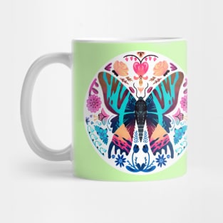 Madagascan Sunset Moth and Vibrant Flowers Mug